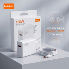 СЗУ-USB Type-C FAIZFULL FC230 120W, White с анимацией СЗУ-USB Type-C FAIZFULL FC230 120W, White с анимацией