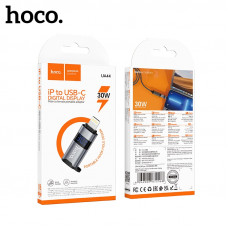 OTG переходник Type-C(AF)-Lightning(AM) Hoco UA44 USB2.0, Black (интерфейс: Штекер Type-C  гнездо Type-C, в ккомплекте кабель для быстрой зарядки Type-C 60 Вт и кабель для быстрой зарядки Type-C 100 Вт, поддерживаются зарядка мощностью 60 Вт и 100 Вт соот