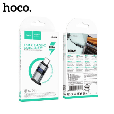 Адаптер Type-C(AF)-Lightning(AM) Hoco UA44А Black (интерфейс: Штекер Lightning, гнездо Type-C, в комплекте кабель для быстрой зарядки C-C мощностью 60 Вт и кабель для быстрой зарядки C-C мощностью 100 Вт, поддерживает зарядку Apple PD30 Вт; в паре с кабел