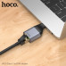 Адаптер НОСОUA35 Type-C to RJ45 Metal grey (Материал: Алюминиевый сплав + ABS, интерфейс: штекер Type-C к гнезду RJ45, поддерживает сетевые стандарты: 100/10 Мбит/с)