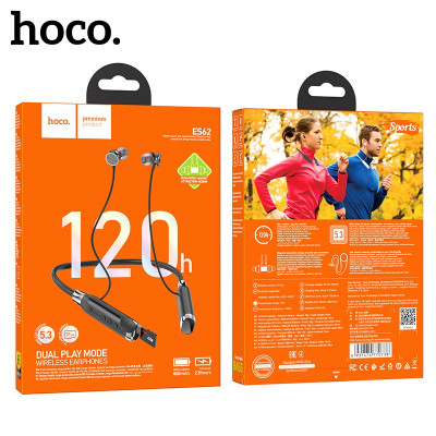 Гарнитура Bluetooth для спорта вакуумная HOCO ES62 Grey. Емкость аккумулятора: 800 мАч; зарядка около 2,5 часов. Время использования: 120 часов; Время ожидания: 1200 часов. Общая длина гарнитуры 96см; вес: 50г. Поддержка воспроизведения Bluetooth, TF-карт