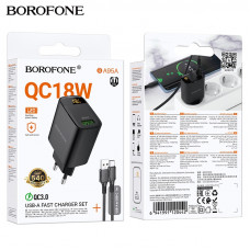СЗУ-USB Type-C BOROFONE BA95A  Output: USB-A: 18W (QC/FCC/AFC) Black