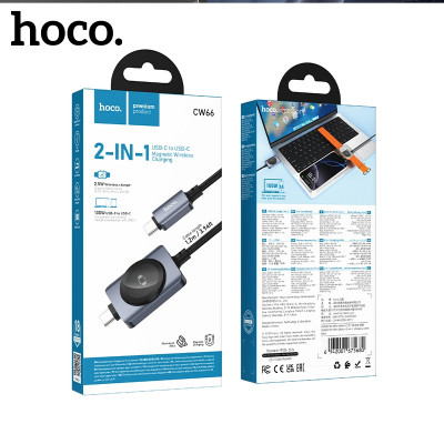Кабель USB-C/USB-C HOCO CW66 PD100W+iWatch 2-в-1 (Вход: Type-C: 100 Вт (PD/QC/AFC/FCP) Выход: Type-C: 100 Вт (PD/QC/AFC/FCP); IWatch: 2,5 Вт (совместимо с Apple Watch 1-10, SE/SE2, Ultra/Ultra2)
