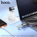 OTG переходник HOCO UA46D IP штекер/штекер Type-C на гнездо USB 2-в-1 (Разъем: Штекер Lightning/Type-C к гнезду USB, Поддерживает функцию OTG и передачу данных по USB 2.0 для телефонов Apple и Android, Разъем Type-C поддерживает зарядку адаптером: поддерж