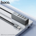 USB HUB 4 порта Hoco HB1A 4-в-1 (USB в USB 2.04) (Алюминиевый сплав + плетеная проволока, Размер: 94,6х15х7,5 мм, Интерфейс: USB-USB 2.0  4, Теоретическая скорость передачи: до 480 Мбит/с, Возможность одновременного использования 4 USB-портов)