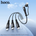 Кабель USB-A+USB-C/Lightning+Micro+USB-C HOCO X123 1м, нейлон, Black.АКЦИЯ!! кратно 5 шт При раздельной зарядке поддерживают 5В/2А; одновременная зарядка поддерживает максимальный ток 5 В/3 А. Не поддерживает зарядку ноутбуков или передачу данных.