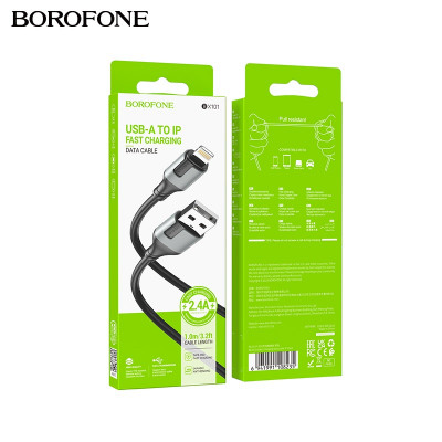 Кабель Lightning BOROFONE BX101 1м, 2,4A, TPE, Black АКЦИЯ!! кратно 10 шт