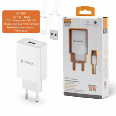 СЗУ-USB Type-C HAIMES HC-109 1м, QC3.0A, 18W, White