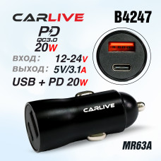 АЗУ-USB+PD CARLIVE MR63A PD 20W (Black) в блистере