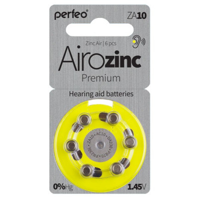 Батарейка Perfeo ZA10 BL-6 воздушно-цинковые АКЦИЯ!!! Кратно 30 шт!
