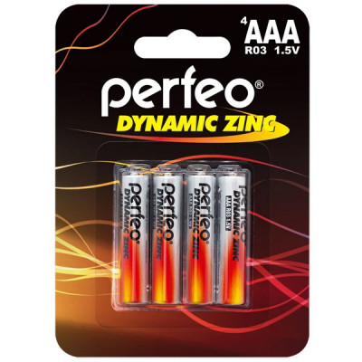 Батарейка PERFEO R03 BL-4 Dynamic Zinc АКЦИЯ!!! Кратно 120 шт!