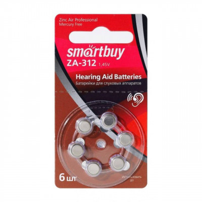Батарейка SMARTBUY ZA 312 BL6 АКЦИЯ!!! Кратно 30 шт!