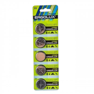 Батарейка ERGOLUX CR2032 BL-5  АКЦИЯ!!! Кратно 100 шт!