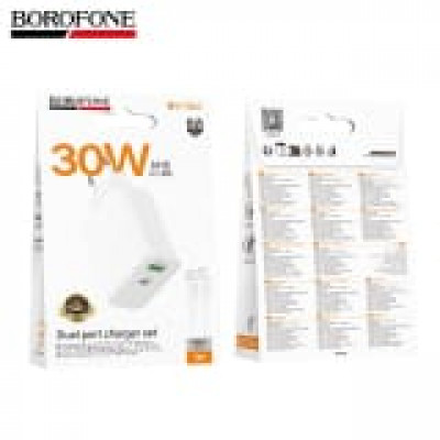 СЗУ-USB-1USB-C (Type-C)-Lightning BOROFONE BA108A1м, PD30W, QC3.0, White  Выход: Type-C- 30 Вт; USB-A: 18 Вт.