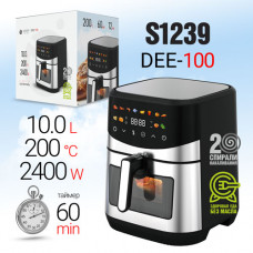 Аэрогриль Deespi  DEE-100 2х спиральный 2400W, 10л, таймер на-60 мин, 12 режимов, температура 80-220 гр, антипригарное покрытие.