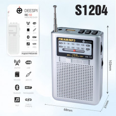 Радиоприемник портативный deespi RE-10 Silver FM88-108Mhz BT FM/AUX/USB/TF/ MicroSD.Питание от 5BLC, кабель Type-C