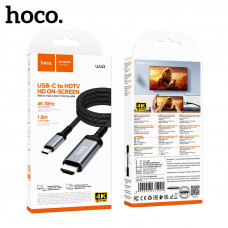 Переходник Hoco UA43 Type-C to HDTV HD  (алюминиевый сплав + TPE + нейлон, длина кабеля: 1,8 м; интерфейс: штекер Type-C к штекеру HDTV, разрешение: 4K 30 Гц)