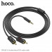 Кабель Аудио-Видео 3,5 Jack2RCA HOCO UPA28  1,5 м Black; (высокоэластичная ПВХ-оболочка, сердечник провода: эмалированная медь 3Cх10х0,1 OD3,5 мм, разъем: 3,5-оборотный двойной лотосный RCA позолоченный контакт)