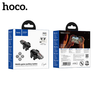 Триггер для смартфона HOCO GA22, 2шт (Толщина зажима: 12 мм; способ крепления: эластичный зажим, подходит для: мобильных телефонов с диагональю экрана 4-7 дюймов (толщина  11 мм), тип кнопок: механические кнопки из сплава (двойные кнопки), тип игры: мобил