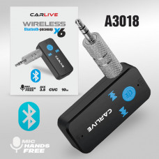 Bluetooth адаптер 3.5mm Jack Carlive BT-X6 АКЦИЯ!!! Кратно 5 шт!  Bluetooth 5.4 Version, 2.4 ГГц, зарядка 30минут, время воспроизведения 4 часа. Дальность действия 10м, размеры 59х15х12мм, вес 8г, кабель MicroUSB.
