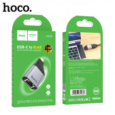 Адаптер НОСОUA35 Type-C to RJ45 Metal grey АКЦИЯ!!! Кратно 3 шт!