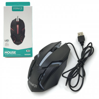 Мышь проводная Biagji X3 Black. DPI 1000/1600. Кабель 1м. АКЦИЯ!!! Кратно 10 шт!