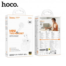 Гарнитура вкладыши Bluetooth Hoco EW205 TWS мини  White (Bluetooth 6.0; Чип: JL AC7043C2, Емкость аккумулятора: зарядный кейс 200 мАч; гарнитура 30 мАч,  Время работы: 4 часа, Материал: ABS; Поддержка датчика Холла)