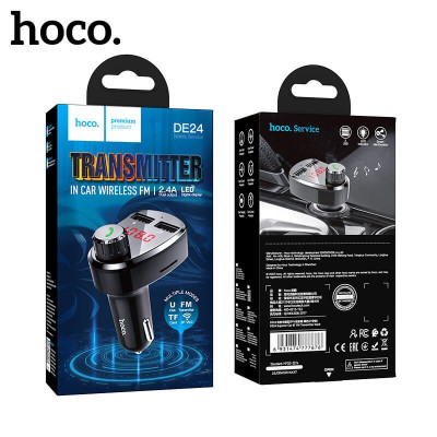 FM-Модулятор Bluetooth/HandsFree HOCO DE24 Black Дисплей Есть. MicroSD. Разъем USB. LED индикатор АКЦИЯ!!! Кратно 3 шт!