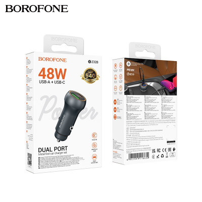 АЗУ-USB-USB-C BOROFONE BZ32BPD30W+QC3.0 18W, Metal Gray АКЦИЯ!!! Кратно 3 шт!