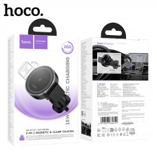 Держатель с беспроводной зарядкой HOCO HW35 на дефлектор Материал: ABS-пластик + закаленное стекло. Обработка поверхности: текстурирование + напыление покрытия. Размеры: 125 ? 78 ? 63 мм; вес: 132 г. Выходная мощность: для смартфонов  5 Вт / 7,5 Вт / 10 В