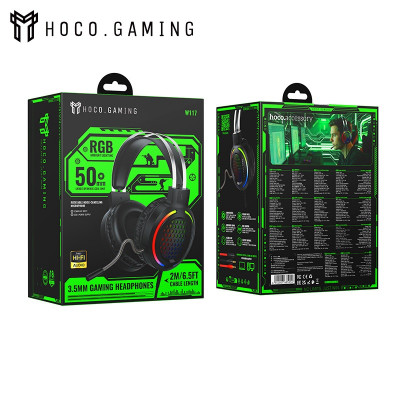 Гарнитура проводная полноразмерная игровая Hoco W117 Black Динамик: 50 мм. Интерфейс: USB + разъем 3,5 мм. Микрофон: всенаправленный; размер:  6,0 5,0 мм. Материал: ABS-пластик, стальная дужка, искусственная кожа (PU); размеры изделия: 220  183  106 мм; д