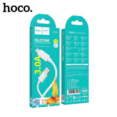 Кабель Type-C HOCO X122 1м, 3A, силикон, White