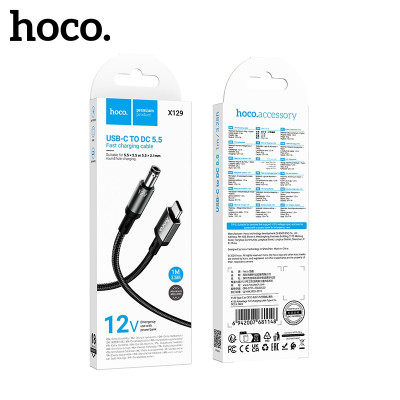 Кабель питания HOCOX129 Type-C - DC5.5 mm х 2,5mm 12V  , длина 1метр
5. (Поддерживает выход 12 В/1 А, подходит для использования с зарядными устройствами с круглыми отверстиями 5,5  2,5 или 5,5  2,1 (роутеры, камеры, телеприставки и т. д.)
