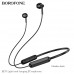 Гарнитура BT для спорта вкладыши BOROFONEBE70 Obsidian black (длина наушников: 85 см; Bluetooth 5.4,4. Емкость АКБ: 130 мАч; Время зарядки: 2 часа, Время работы: 16 часов; Время ожидания: 200 часов)