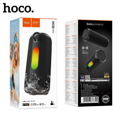 Портативная колонка Hoco HC50 Black (Размер: 159х68х68 мм; Bluetooth 6.0; Blue trum AB5605C, емкость аккумулятора: 1200 мАч; Время зарядки: 2 часа, время работы: 6 часов, динамик: 52 мм; Мощность: 8 Вт, FM, TWS и другие режимы)