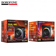Портативная колонка Borofone DR23 Black BT v5.4, время работы до 4 часов, Поддержка режимов воспроизведения BT, FM, TF, USB, AUX, 2 беспроводных микрафона.