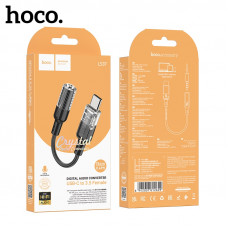 Аудио переходник Type-C(AM)-Jack3,5(AF) HOCO LS37 15см, Black АКЦИЯ!!! КРАТНО 3 шт!!!