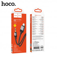 Аудио переходник Type-C(AM)-Jack3,5(AM) HOCO UPA32B 1м, алюминиевый сплав+нейлон, Black.АКЦИЯ!!! КРАТНО 5 шт!!!