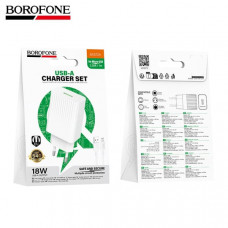 СЗУ-USB Micro BOROFONE BAS72A 1м, QC3.0A, 18W, White АКЦИЯ!!! Кратно 10 шт!