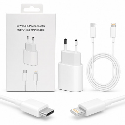 СЗУ-USB-C (Type-C)-Lightning IP  20W=20W, кабель 1м, White (AA 110 cooper) АКЦИЯ!!! Кратно 3 шт!