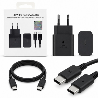 СЗУ-USB-C (Type-C)-Type-C SM 1.8м, PD45W=45W, 5A, Black  АКЦИЯ!!! Кратно 3 шт!