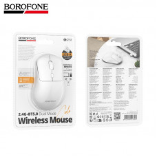 Мышь беспроводная Borofone BG151 2.4G White Скорость передачи данных: 100 Мбит/с; чип: 1011-T. Способ подключения: 2,4 ГГц + BT 5.0. Три уровня DPI: 80012001600 (аналогично значению CPI). Количество кнопок: 4.