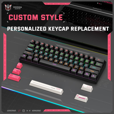 Клавиатура проводная игровая механическая ONIKUMA G55 (RGB подсветка, 61кн, размер 290х101х40 мм, интерфейс Type C, Кабель 1,5м. Поддерживает Win XP, Win7, Win8, Win10, Win11, Android, Mac OS и другие операц. системы)