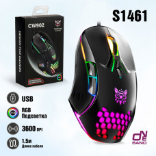 Мышь проводная игровая ONIKUMA CW92 RGB Black(Размер: 125х76х41 мм; Способ подключения: проводное USB, Значение DPI: 1200/1800/2400/3600, абель 1,5м Количество кнопок: 6)
