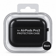 Чехол силиконовый для APods Pro 3, цвет Black (слитный) с карабином.