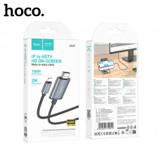 Переходник для телефонов Lightning - HDMI HOCO UA27 High-definition 2м, Metal Gray
