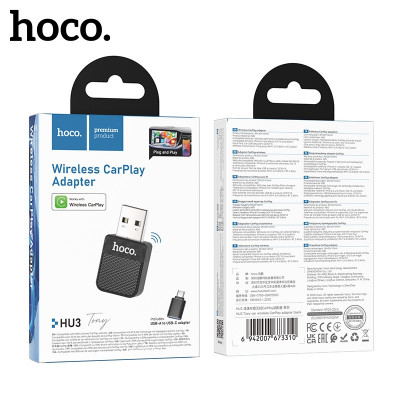 Bluetooth ресивер + адаптер HOCO HU3 Black Подключите ресивер через USB порт авто или через адаптор Type-C и подключите мобильный телефон с помощью BT,