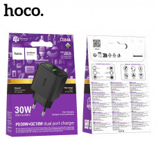СЗУ-USB-USB-C HOCO CS84A Excellent  3.0A PD30W+QC3.0, Black,  Выходная мощность: USB-C: 30 Вт ;USB-A: 18 Вт  USB-C + USB-A = 5 В / 3 А