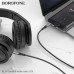 Кабель Аудио 3,5 Jack-3,5 Jack BOROFONE BL24 1м, нейлон+TPE, Gray