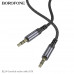 Кабель Аудио 3,5 Jack-3,5 Jack BOROFONE BL24 1м, нейлон+TPE, Gray